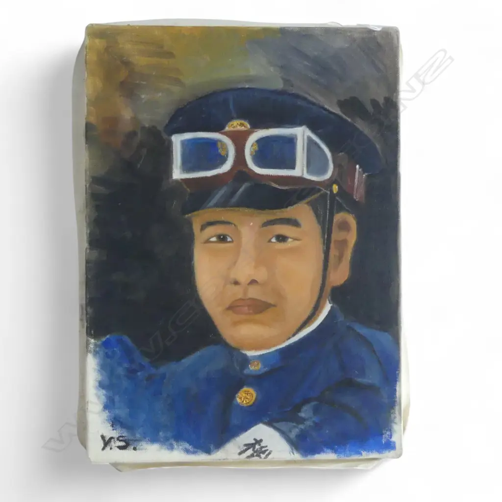 VINTAGE JAPANESE UNFRAMED PORTRAIT, OIL on CANVAS, 330 x 240mm Image 1++