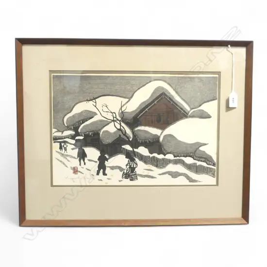 KIYOSHI SAITO (JAPAN 1907-1997) WINTER IN AIZU, WOODBLOCK 265x400mm foxing
