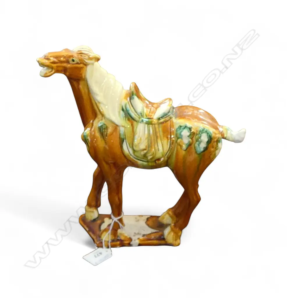 MODERN TANG STYLE HORSE H.260mm sancai glaze, tail repaired and damage to base Image 1++
