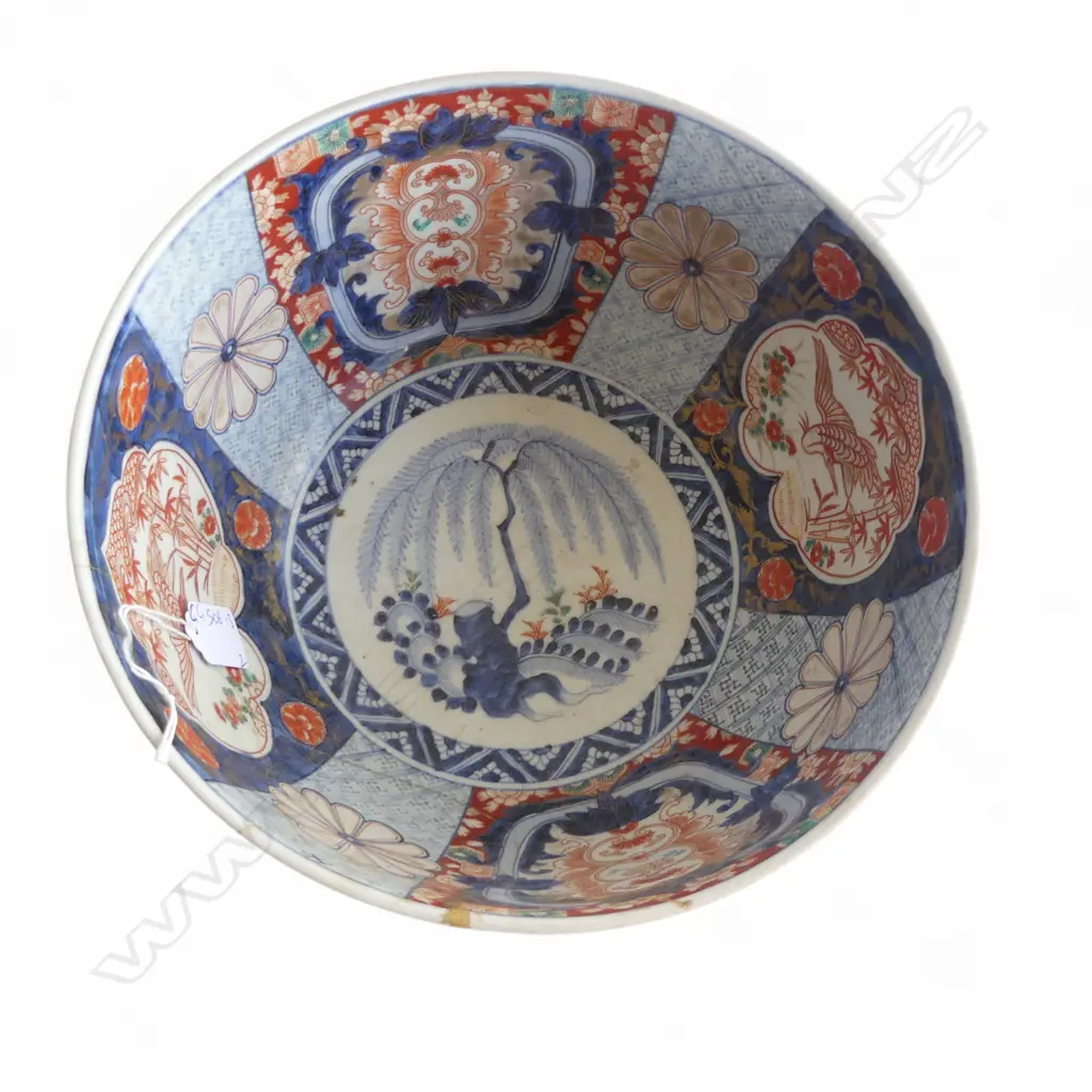 TWO PCS c1900 IMARI; LRG BOWL (some repair but still rings), Dia.270mm, H.160mm & SML CHARGER, Dia.220mm Image 1++