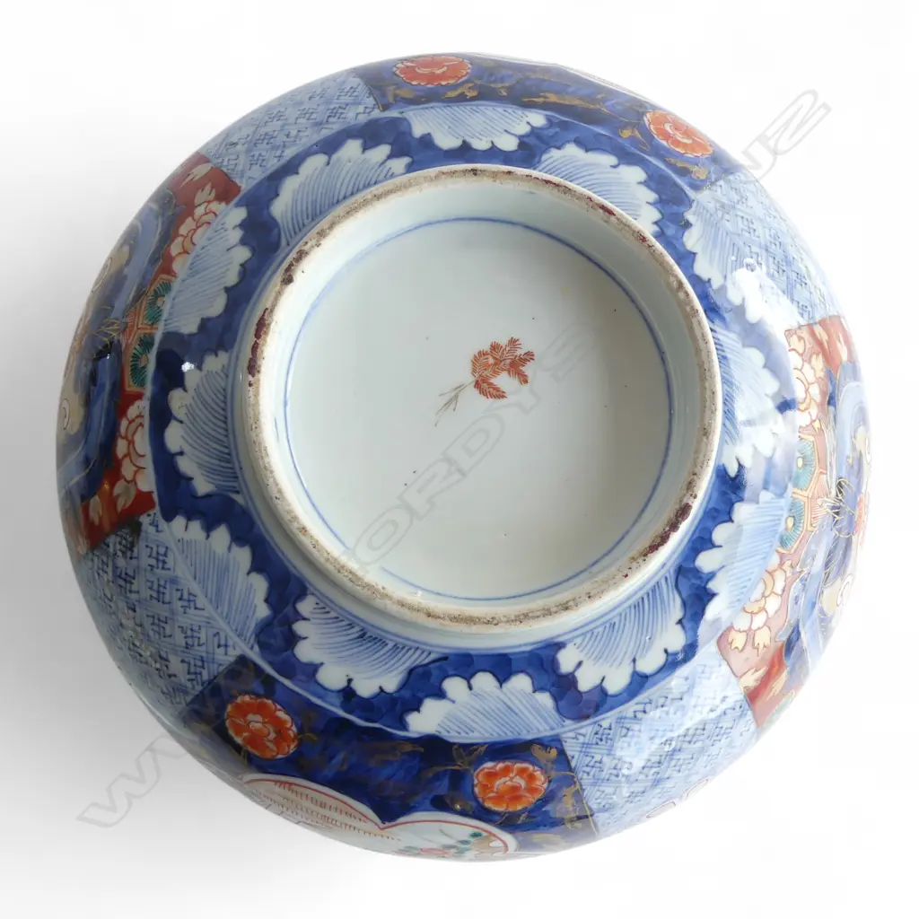 TWO PCS c1900 IMARI; LRG BOWL (some repair but still rings), Dia.270mm, H.160mm & SML CHARGER, Dia.220mm Image 1++