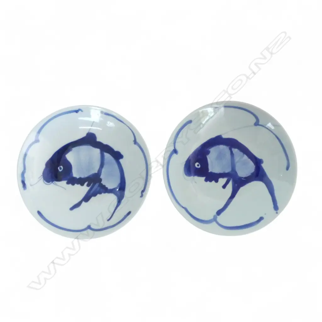 2 CHINESE B/W BOWLS Dia.230mm Image 1++