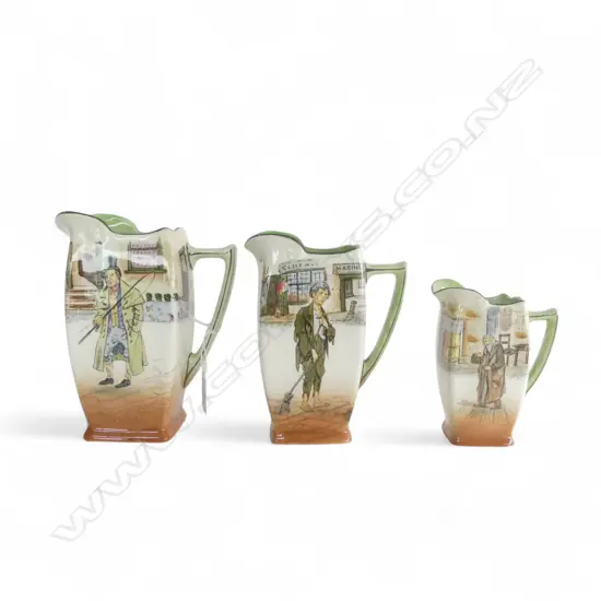 3 ROYAL DOULTON 'DICKENS WARE' JUGS H.185mm