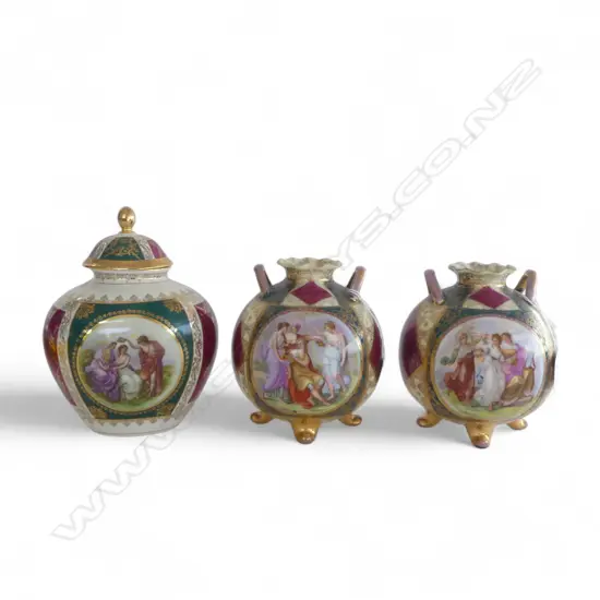 3 PCS ROYAL VIENNA, H.200 & 160mm (1 vase repaired)