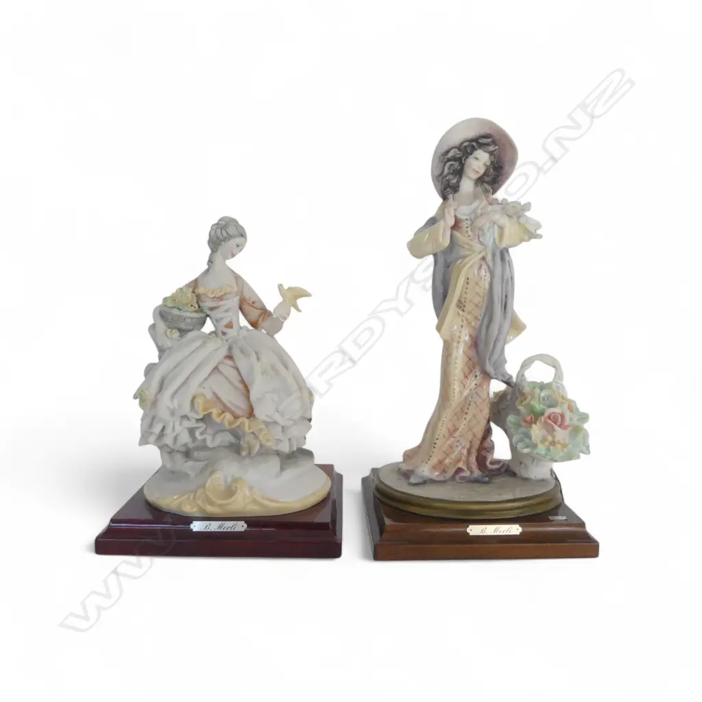 2 BRUNO MERLI for CAPODIMONTE PORCELAIN FIGURINES, H.210mm & 270mm Image 1++