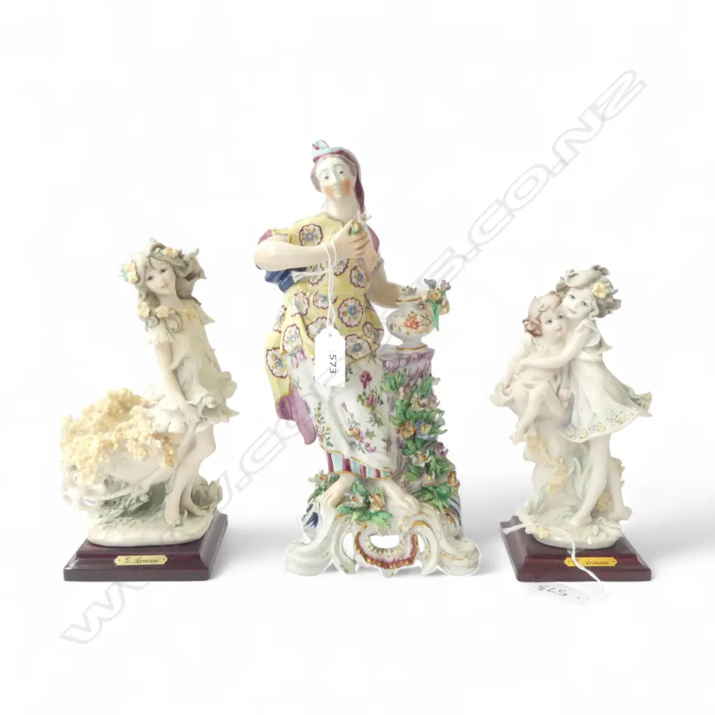 3 GIUSEPPE ARMANI for CAPODIMONTE PORCELAIN FIGURINES, H.270, 220 & 200mm Image 1++