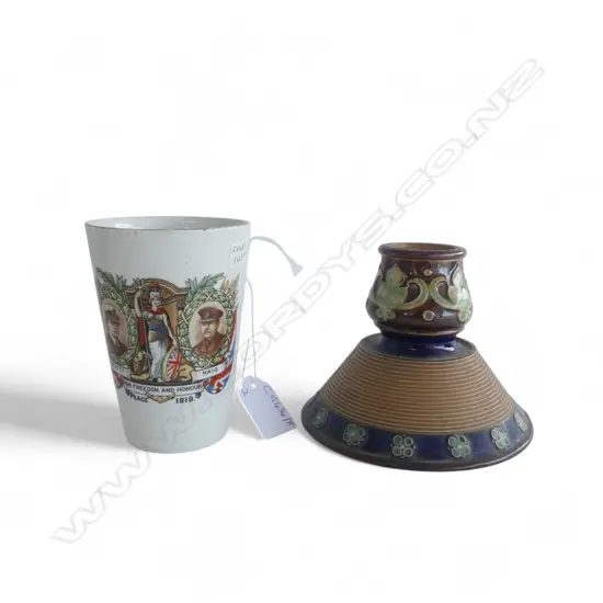 ROYAL DOULTON CANDLESTICK 125mm dia + GRIMWADES GREAT WAR CUP
