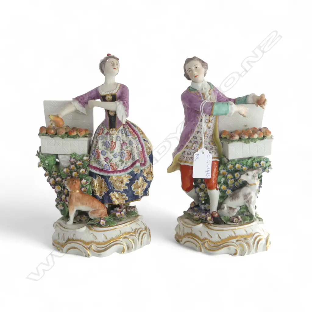 PR ANTIQUE BOW FRUIT SELLER FIGURINES H.250mm minor losses Image 1++
