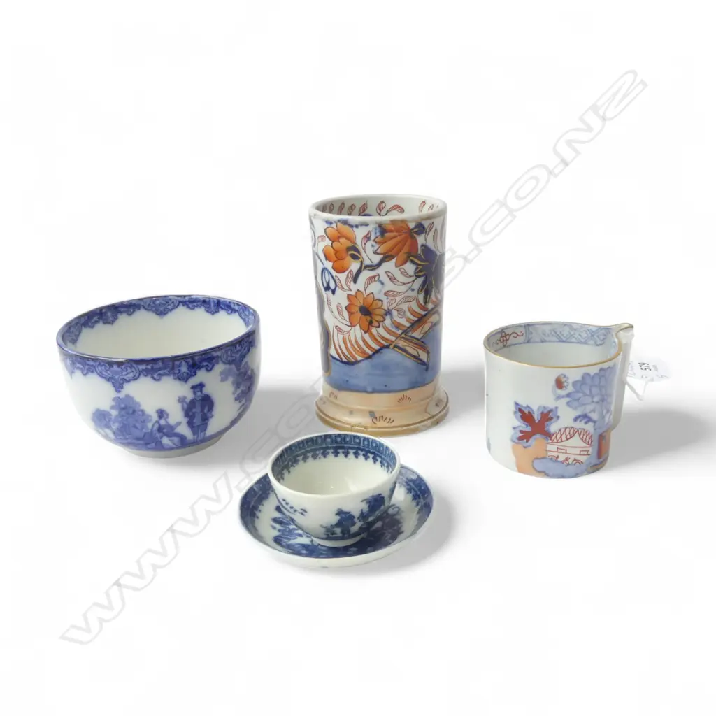 5 PCES CHINA; IMARI PENCIL HOLDER (FAULTS)H.105mm, MASONS CUP, DOULTON BOWL, CAUGHLEY MINI C/S Image 1++