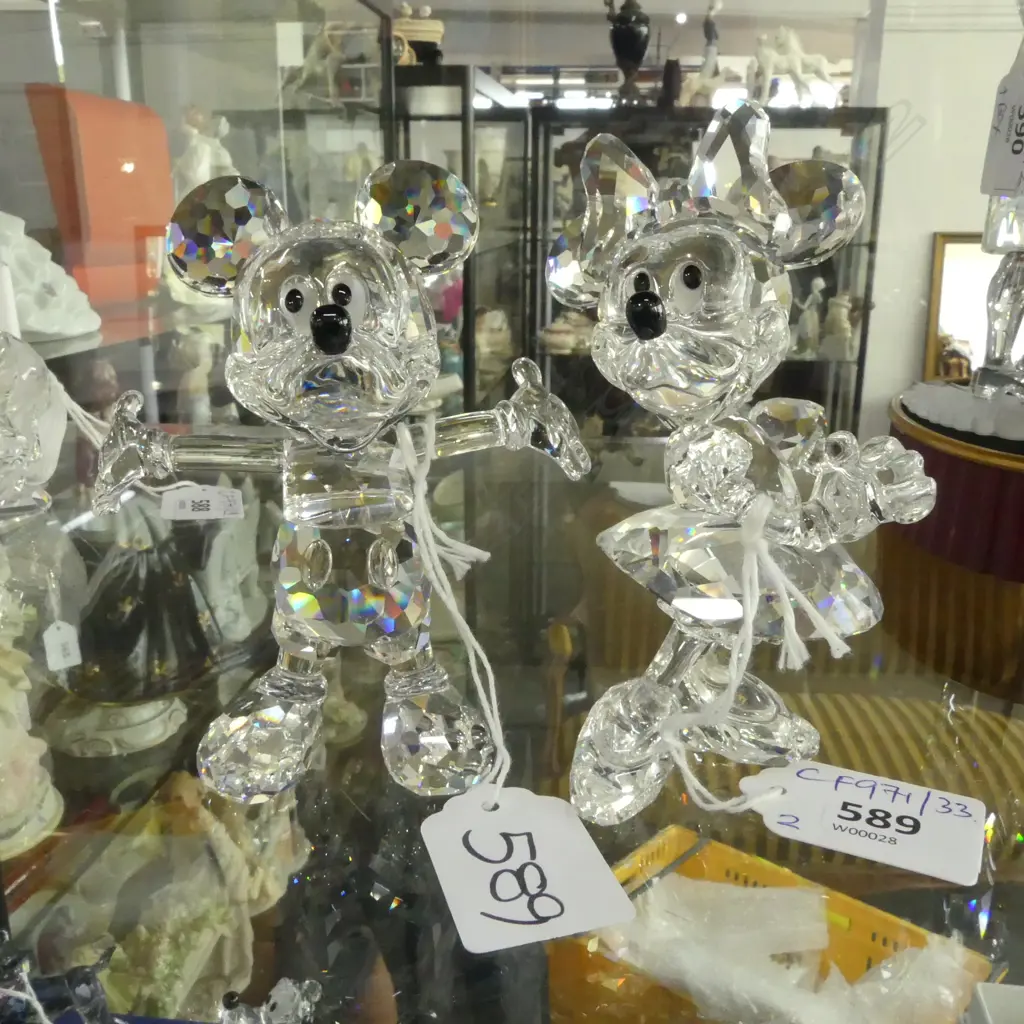 SWAROVSKI MICKEY H.95mm & MINNIE MOUSE H.110mm, both boxed Image 1++