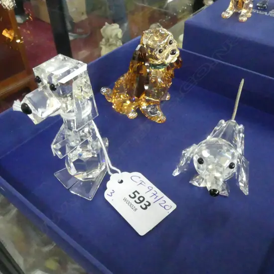 3 SWAROVSKI DOGS H.70mm
