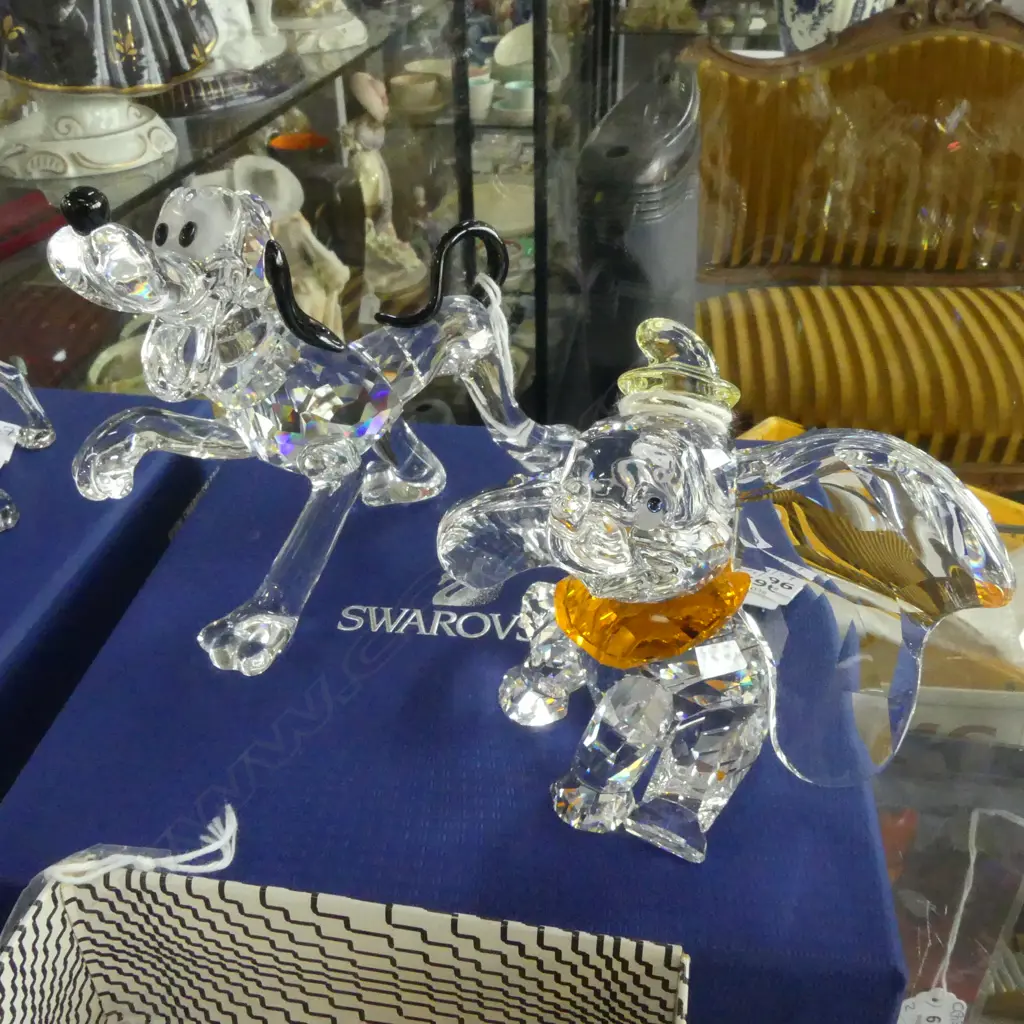 SWAROVSKI DISNEYS PLUTO DOG H.95mm & DUMBO ELEPHANT H.65mm Image 1++