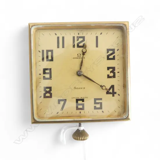 VINTAGE OMEGA 8 DAY CLOCK for CAR DASHBOARD, c1960. 70 x 85mm