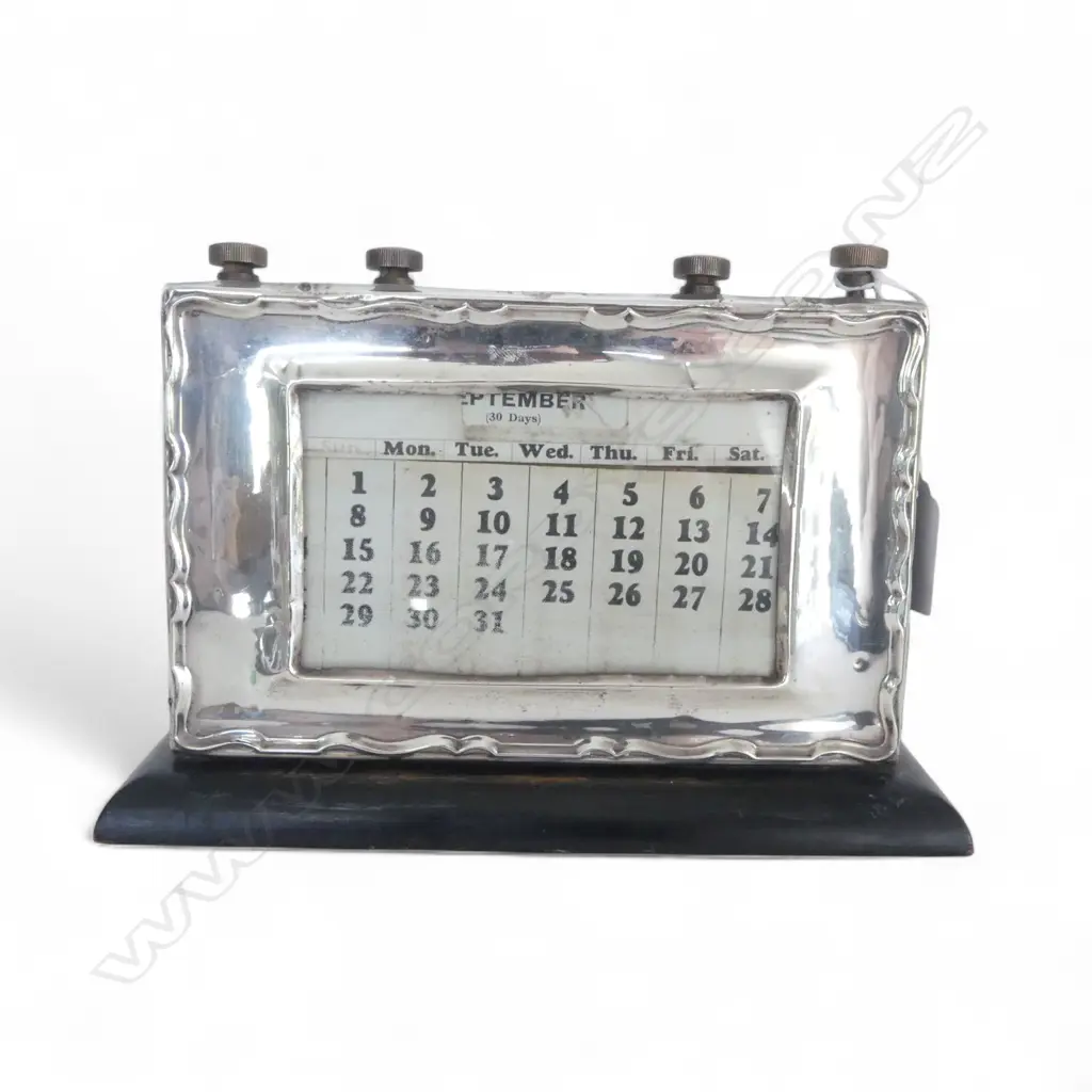 STG SILVER DESK CALENDAR 215x65x150mm B'HAM 1936 (NOT FUNCTIONAL) Image 1++