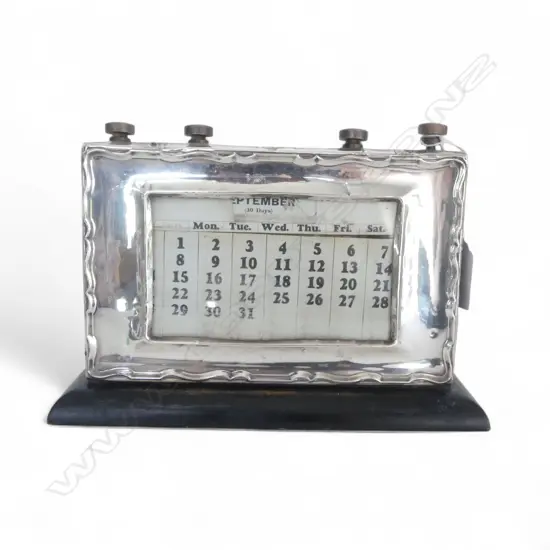 STG SILVER DESK CALENDAR 215x65x150mm B'HAM 1936 (NOT FUNCTIONAL)