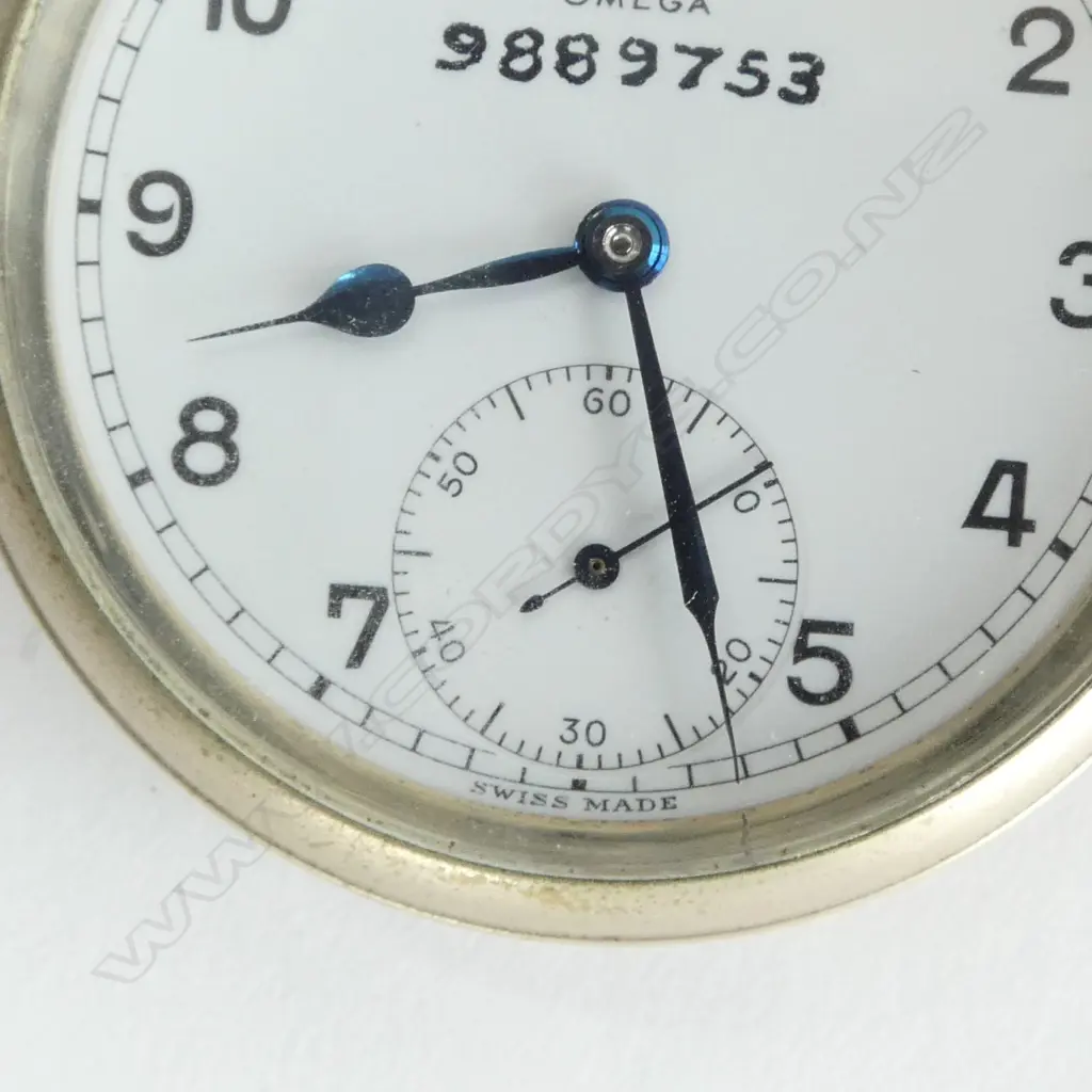 OMEGA POCKET WATCH & GIMBALLED LONGINES CLOCK 115mm dia (MILITARY BROAD ARROW), BOTH IN MAHOGANY BOXES Image 1++