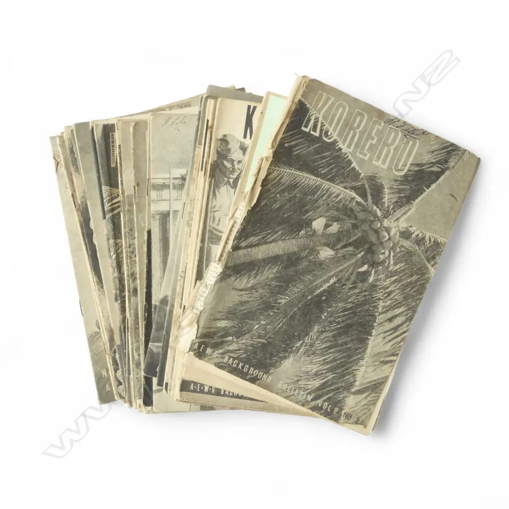 COMPLETE SET OF N.Z. WWII 'KOREO' ARMED SERVICE PERIODICAL #1 missing front cover Image 1++