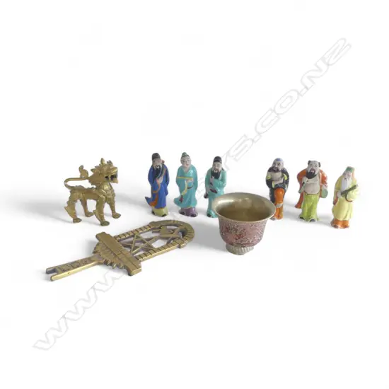 3 METAL PCES + 6 ORIENTAL FIGURES H.105mm