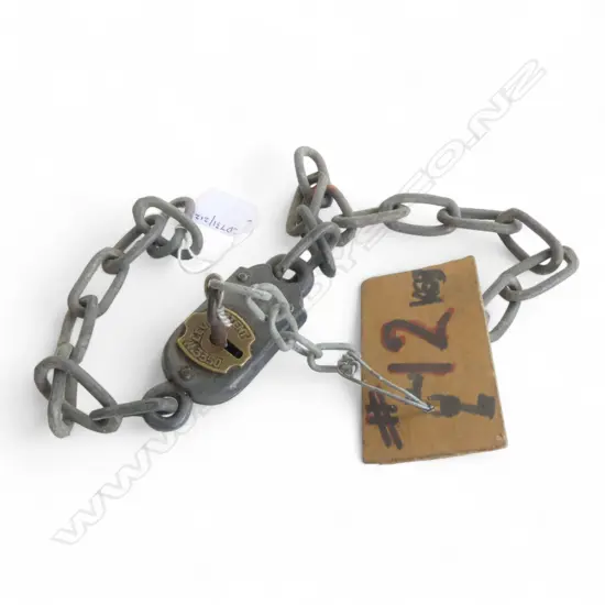 PATENTED VINTAGE PADLOCK CHAIN & KEY  LOCK UP YOUR BIKE