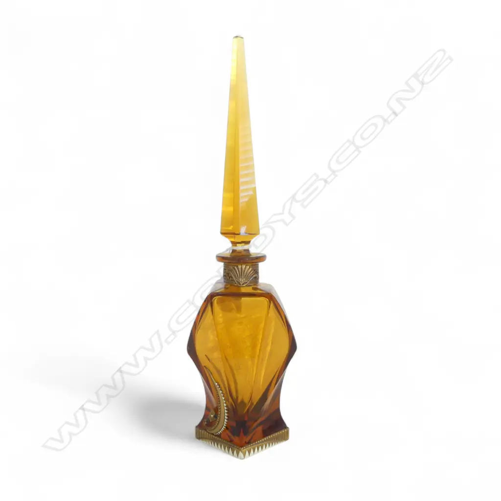 DECO AMBER GLASS PERFUME BOTTLE H.330mm Image 1++