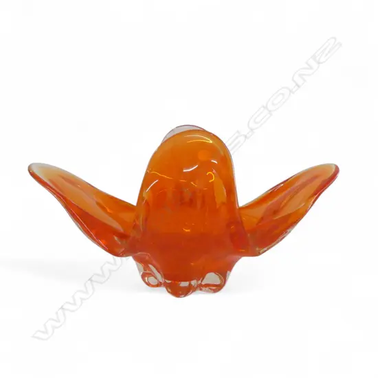 ORANGE ART GLASS VASE W.305mm