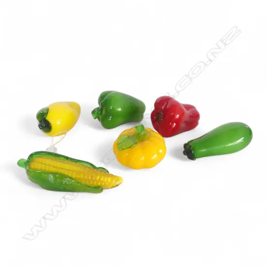 6 PCES ART GLASS FRUIT L.190mm