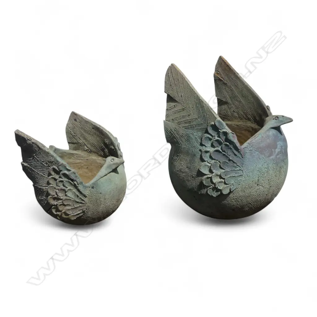GRADUATED PR N.Z. STUDIO POTTERY BIRD FORM VESSELS by Peter Oxborough H.260/235mm Image 1++