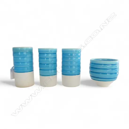 3 PETER COLLIS VASES + CUP H.105/75mm