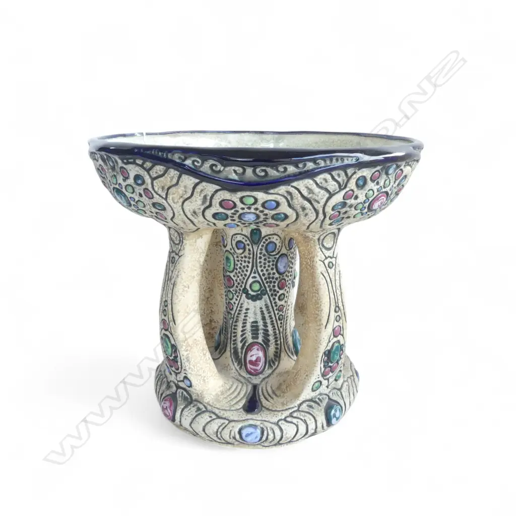 LRG CZECH AMPHORA COMPORT, FOUR EXTERNAL UPRIGHTS SURROUNDING CENTRAL COLUMN , TYPICAL CABOCHON TYPE, H.?? Image 1++