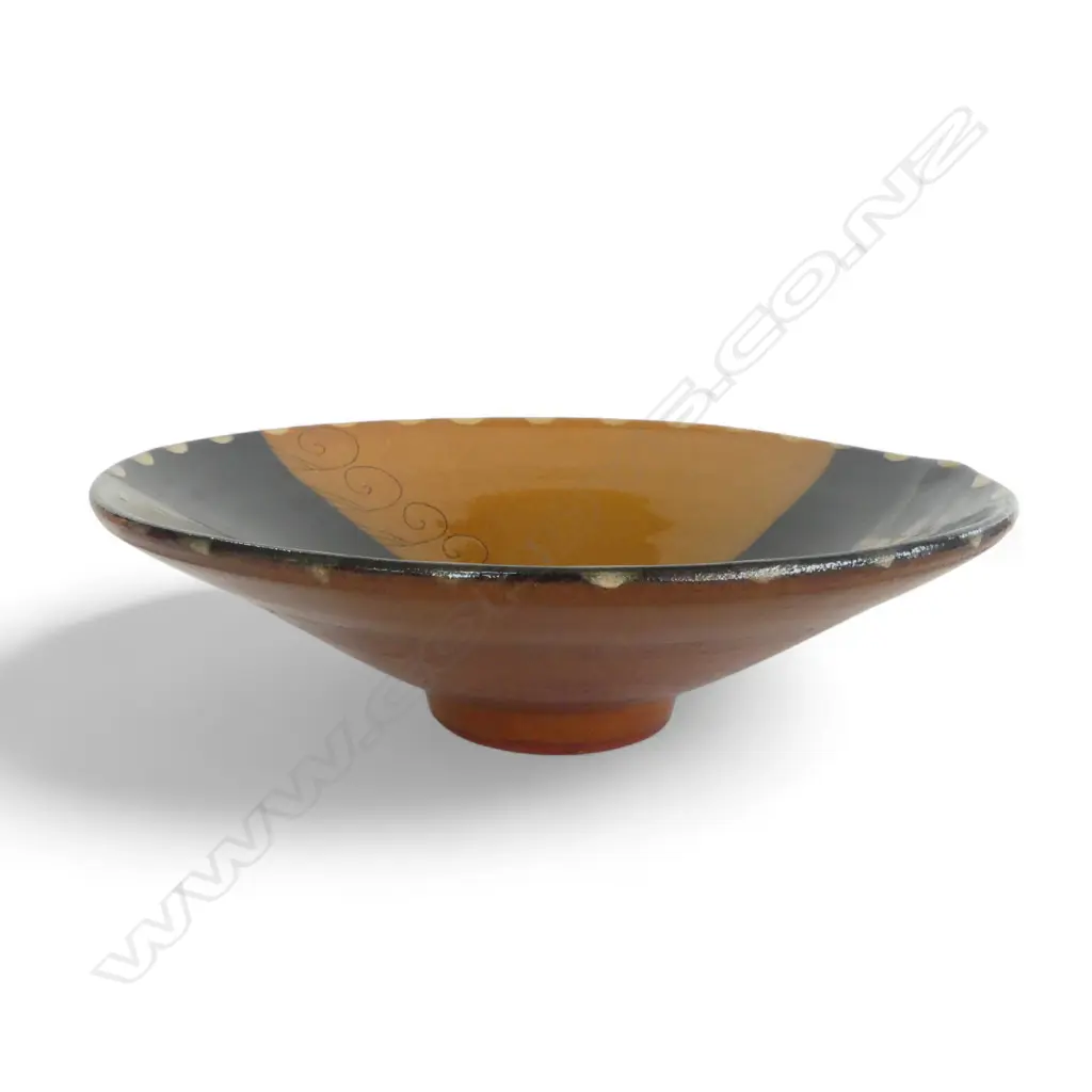 STEVE FULLMER STUDIO POTTERY BOWL signed Dia.245mm whale & squid decoration Image 1++