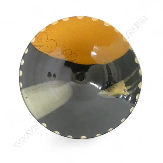 STEVE FULLMER STUDIO POTTERY BOWL signed Dia.245mm whale & squid decoration