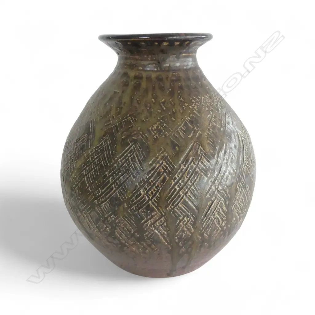 JEFF SCHOLES N.Z. STUDIO POTTERY VASE H.270mm Image 1++