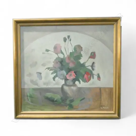 SIGNED FLORAL STILL LIFE, ACYRLIC ON CANVAS 700x750mm
