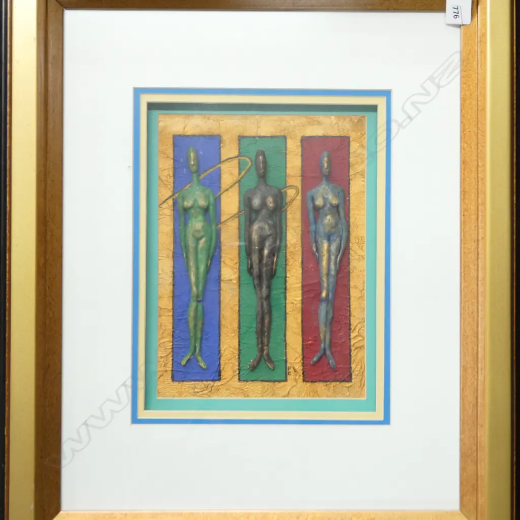 2 ARTWORKS; PAMELA COOPER 3 NUDES & WARWICK ARMSTRONG INK DRAWING Image 1++