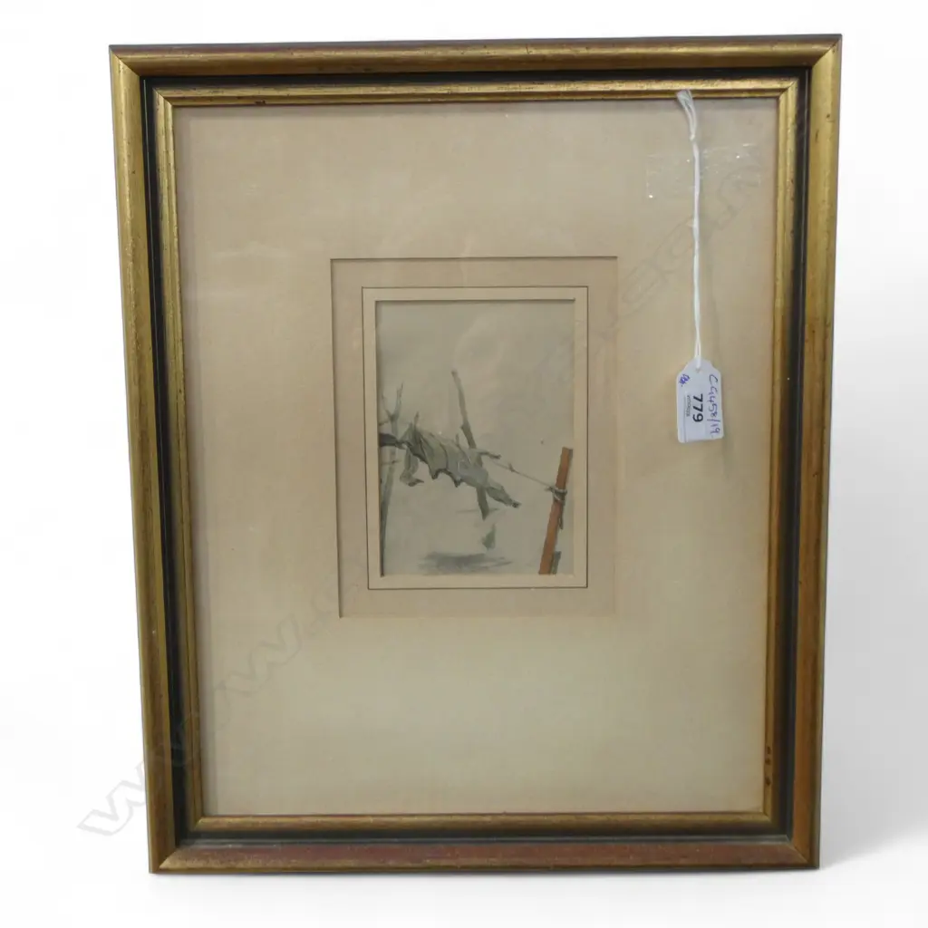 PETRUS VAN DER VELDEN (1837-1913) WASHING LINE WC *From the collection of Melba van der Velden, (daughter)120x85mm Image 1++