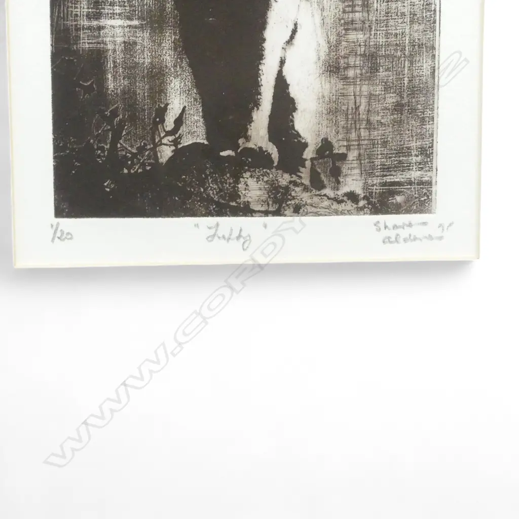 FRAMED LINOCUT PRINT OF A CAT, NUMBERED 1/20 & SIGNED,370 X 300MM Image 1++
