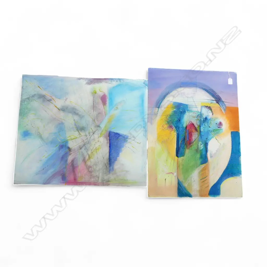 2 SIGNED ABSTRACT PASTEL ARTWORKS, 690x500, 660x560mm Image 1++