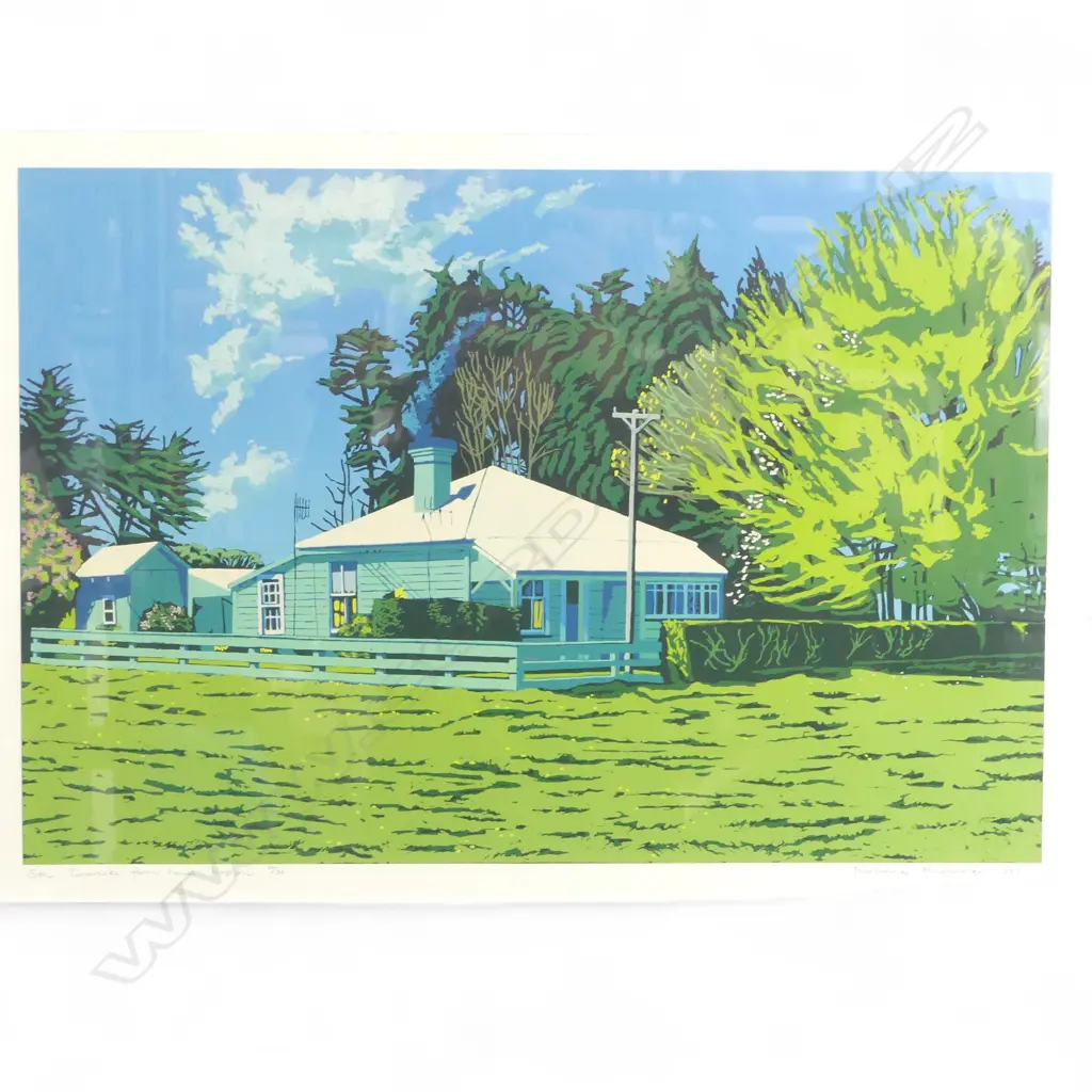 MARIANNE MUGGERIDGE, SOUTH TARANAKI FARMHOUSE - KAPUNI, LITHOGRAPH Ed. 6/31, 400x570mm Image 1++