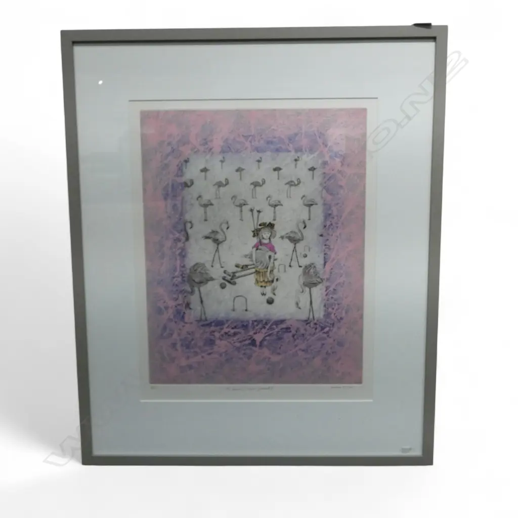 MERLE BISHOP, THE QUEENS CROQUET GROUND, LITHOGRAPH Ed. 2/50, 550x430mm Image 1++