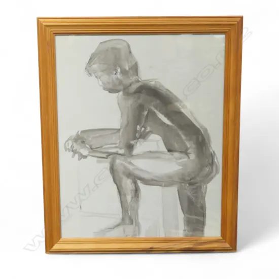 FRAMED W/C NUDE MALE BY ANA MARTINEAU, 570 X 470MM