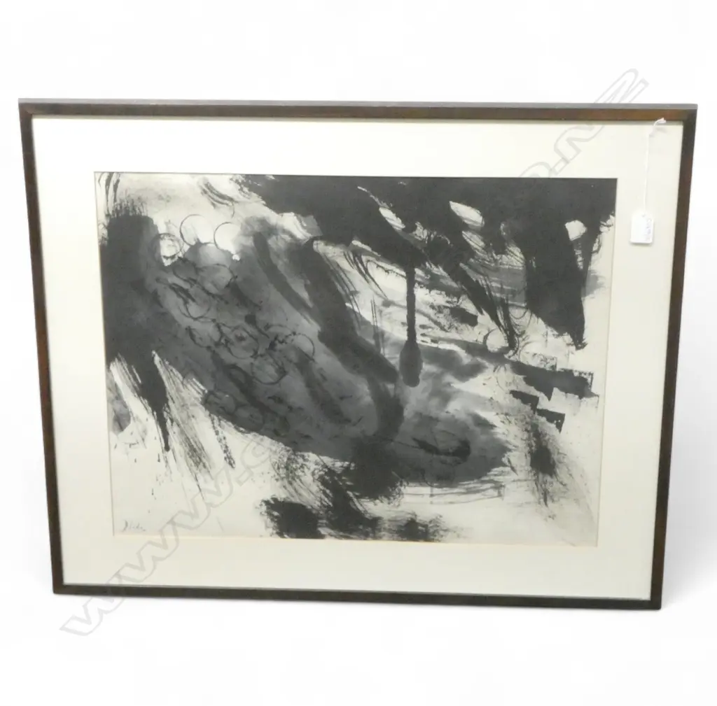 KAWANISHI HIDE (JAPAN 1894-1965) BLACK ABSTRACT, INK ON PAPER '60 460x600mm Image 1++