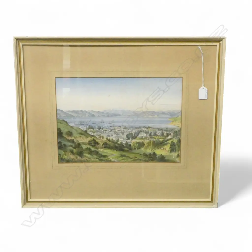C D BARRAUD 'WELLINGTON HARBOUR 1875' CHROMOLITHOGRAPH 245x350mm foxing Image 1++