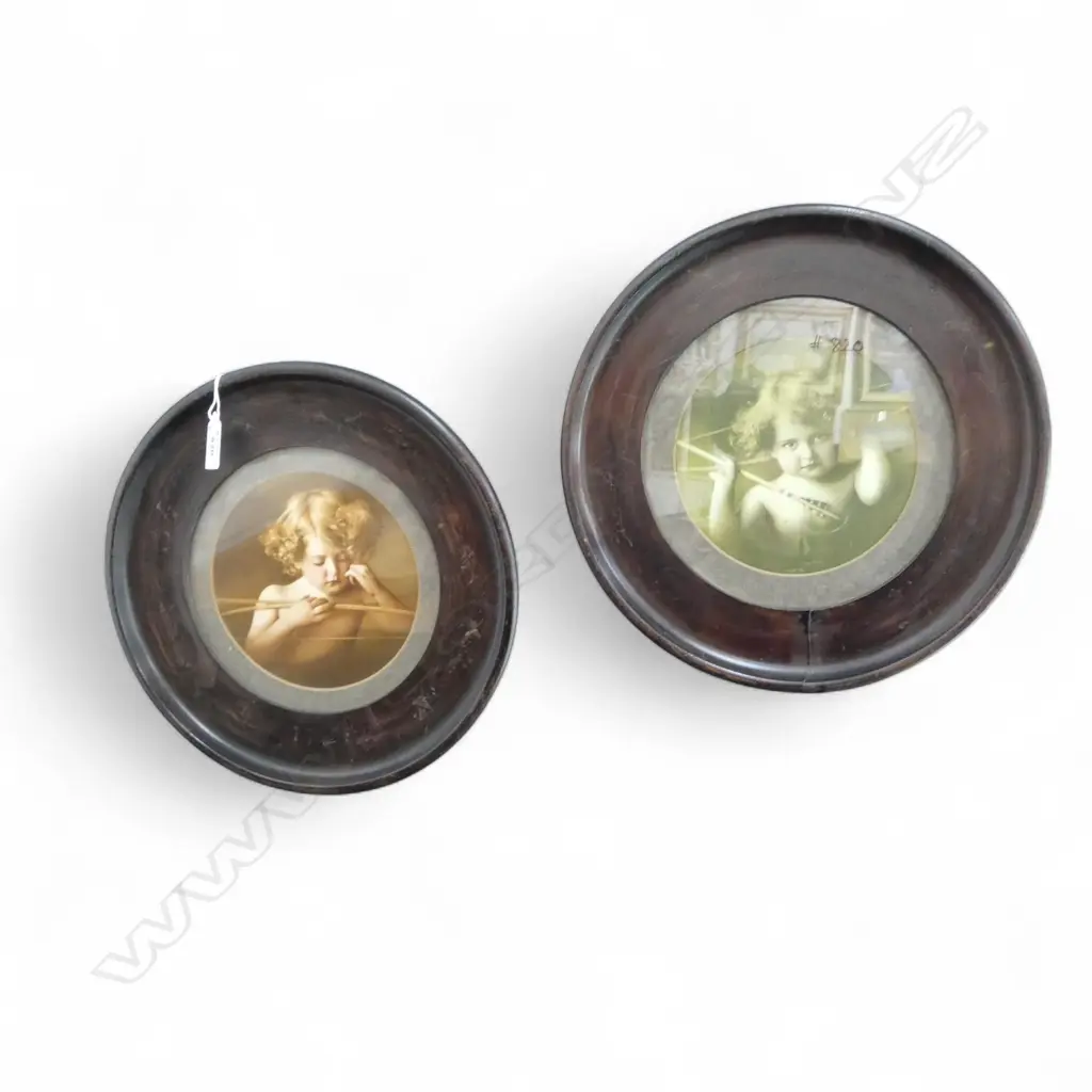 2 FRAMED SEPIA PRINTS Dia.290mm Image 1++