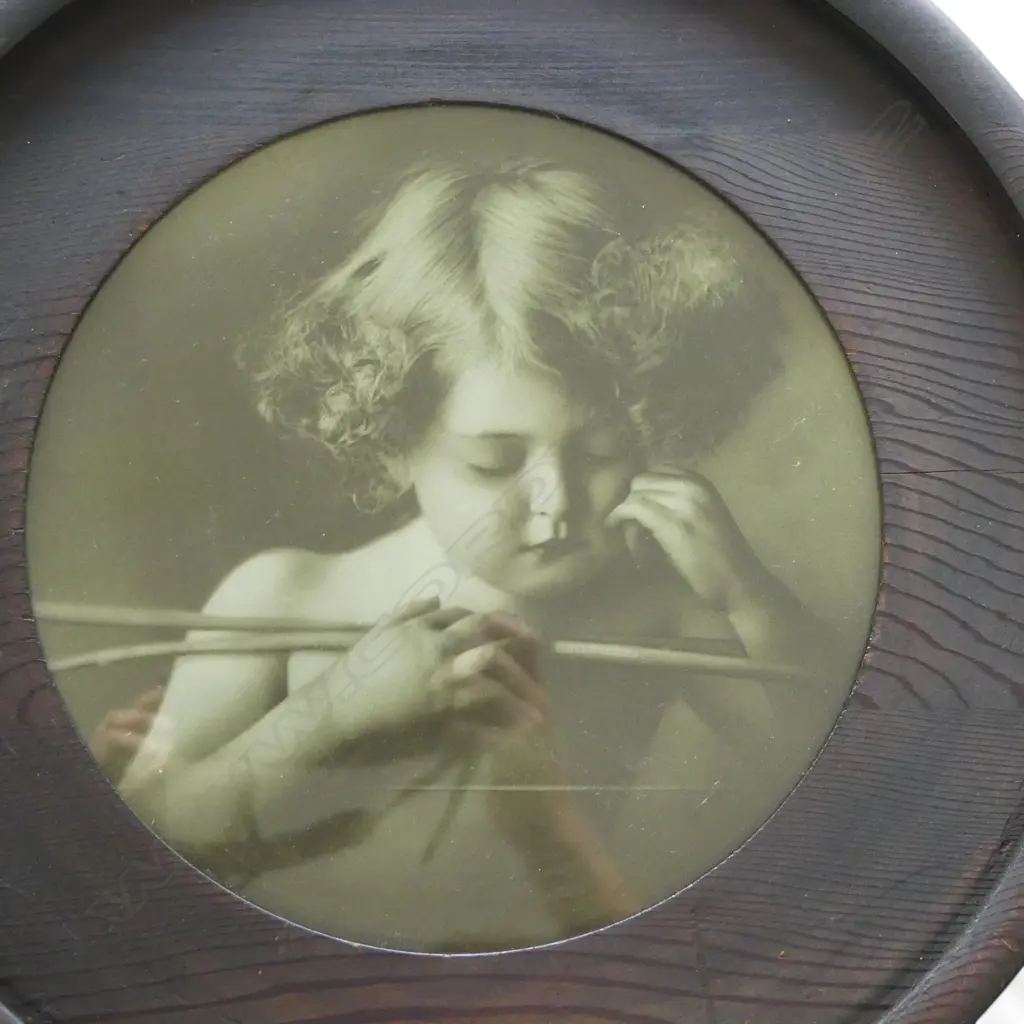 PR CUPID ANGEL PRINTS IN EBONISED WOODEN FRAMES 295mm dia (495mm overall) Image 1++