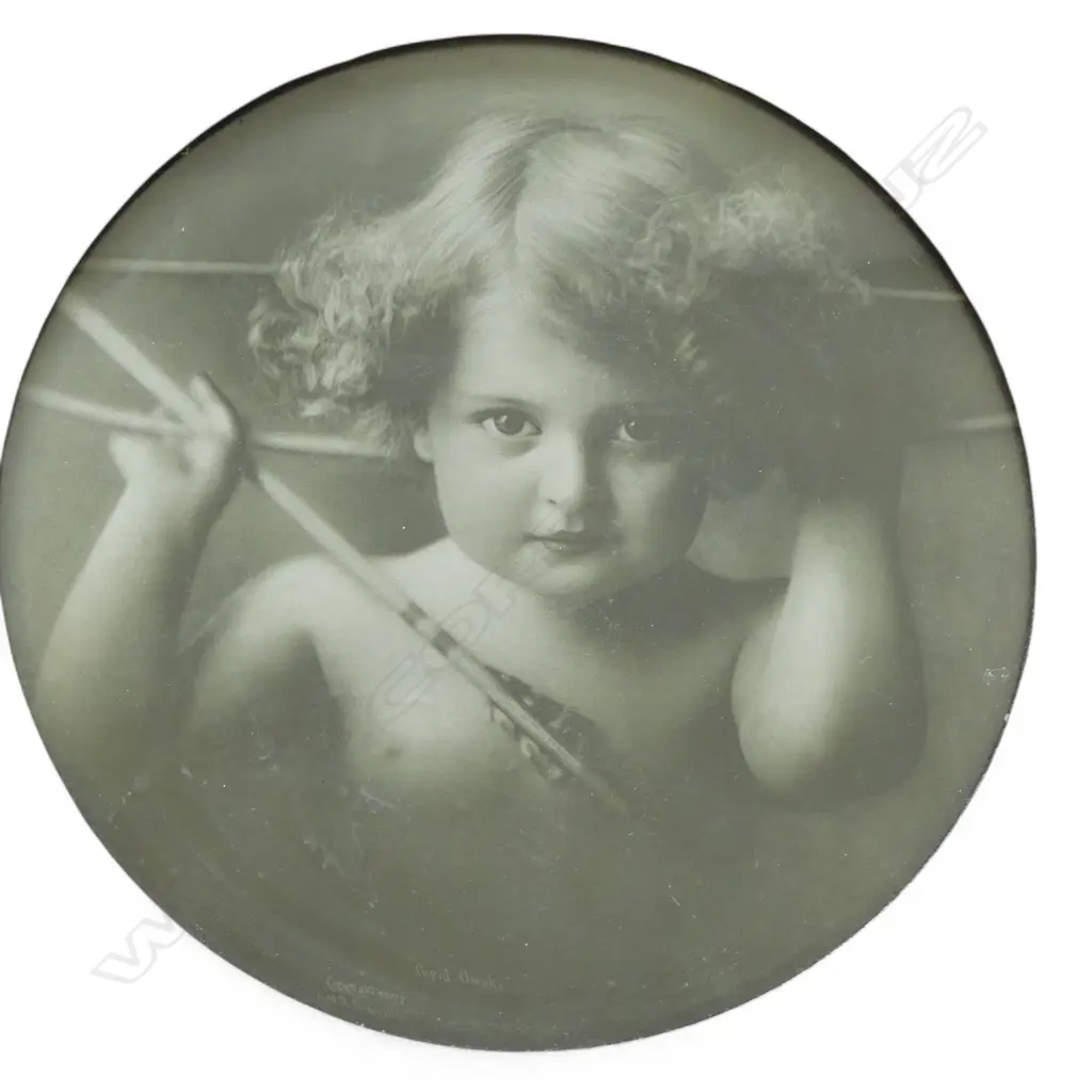 PR CUPID ANGEL PRINTS IN EBONISED WOODEN FRAMES 295mm dia (495mm overall) Image 1++