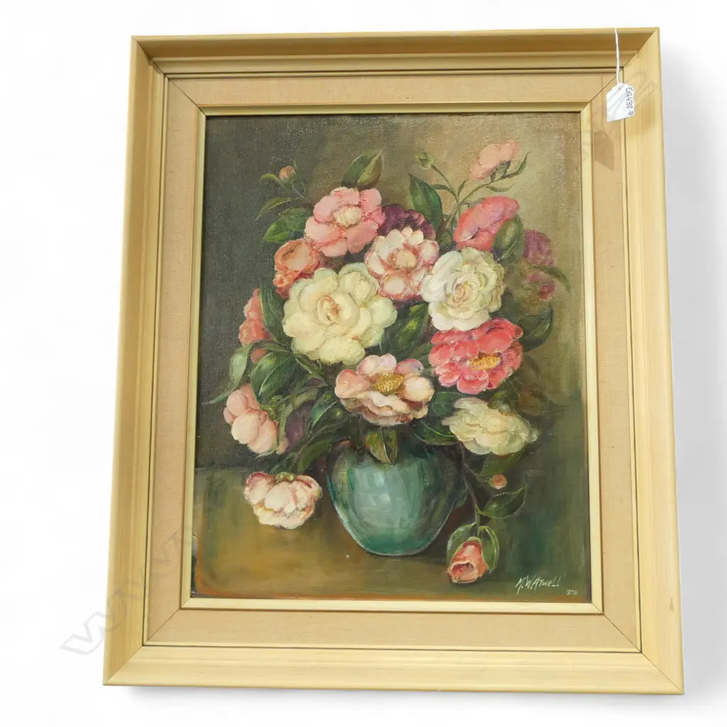 MAVIS ATWELL, FLORAL STILL LIFE, OIL, SIGNED & DATED 1976, 495x390mm Image 1++