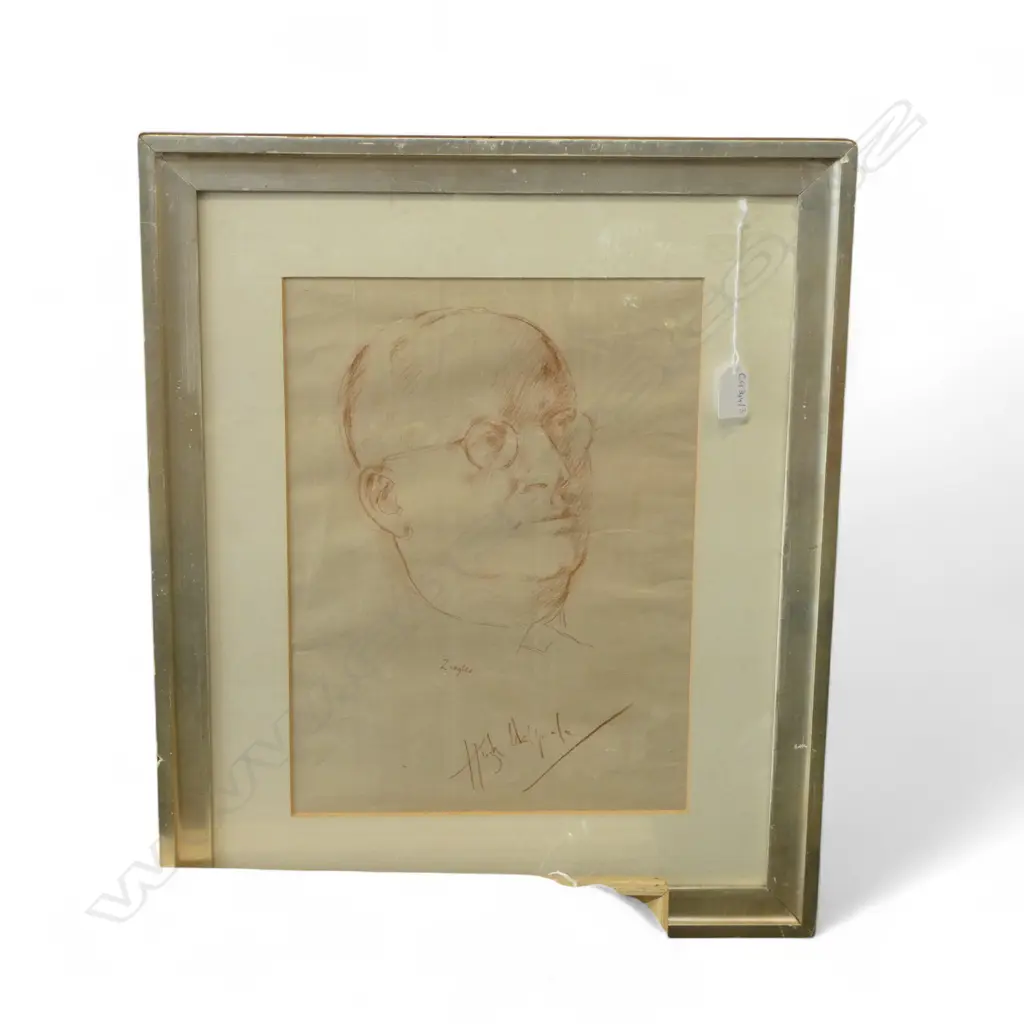 ARCHIBALD ZIEGLER (1903-71), PORTRAIT OF HUGH WALPOLE, CONTE CRAYON ON PAPER 380x280mm Image 1++