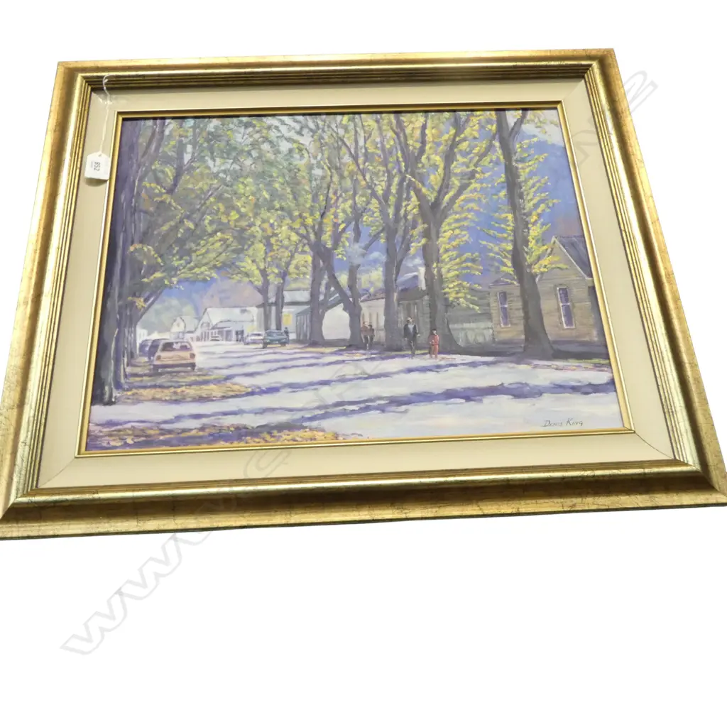 DENIS KING OLD MINERS COTTAGES ARROWTOWN 2000 OIL ON CANVAS BOARD SIGNED AND DATED 400 X 490 MM Image 1++