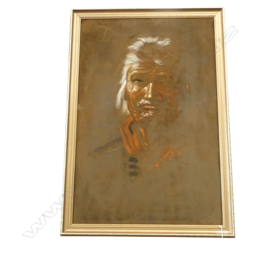 ARTIST UNKNOWN PORTAIT OF AN ELDERLY MAN OIL ON VELVET 900 X 600MM Image 1++