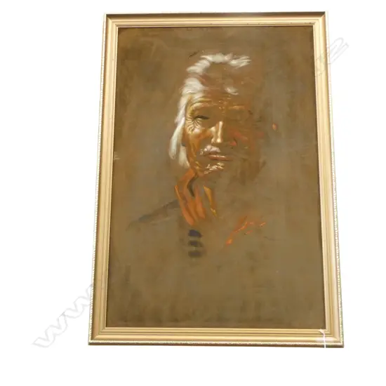 ARTIST UNKNOWN PORTAIT OF AN ELDERLY MAN OIL ON VELVET 900 X 600MM